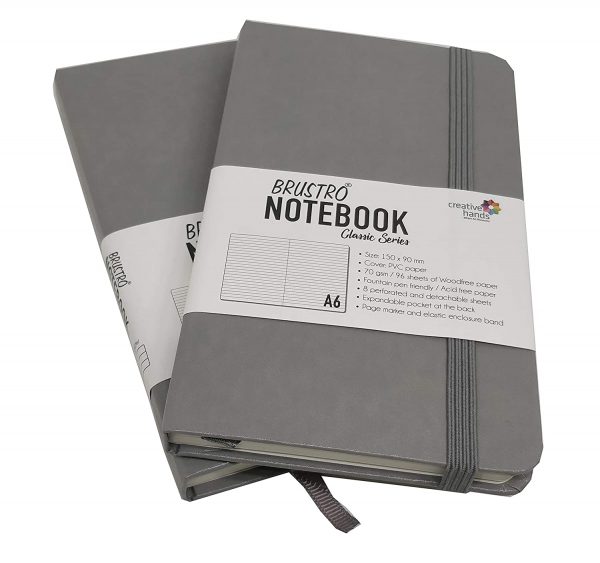 BRUSTRO NOTEBOOK CLASSIC SERIES TWIN PACK A6 GREY