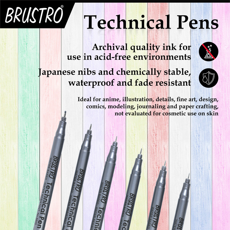 Brustro Technical Pen Black 0.6MM (Pack of 6)