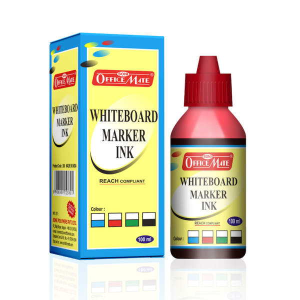 Soni Officemate Whiteboard Marker Ink (Red, 100ml, Pack of 10)