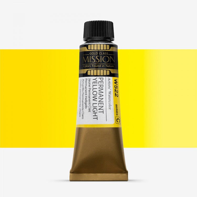 Mijello Mission Gold Class Professional Grade Extra-Fine Watercolour - Permanent Yellow Light (522) - 15 Ml