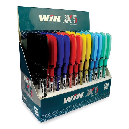 WIN X5 Ball Pens | 60Pens (50 Blue, 8 Black, 2 Red) | 0.7 mm Tip | Smooth Flow of Ink | Comfortable Grip | Smooth Writing | Gifts for Stylish Girls & Kids | School,Office & Business | Premium