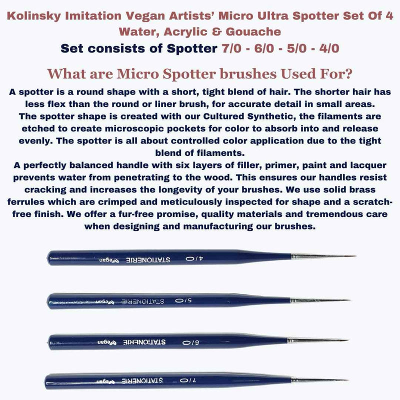 Stationerie Ultra Micro Spotter Set Of 4 Kolinsky Synthetic
