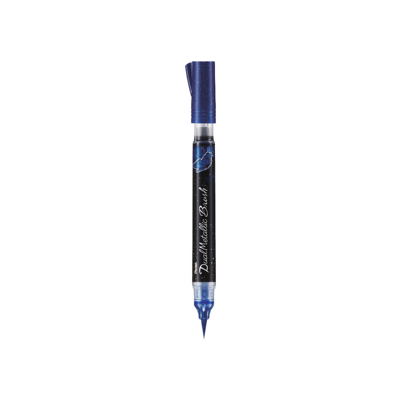 PENTEL XGFH-DCX DUALMETALLIC BRUSH PEN - BLUE+METALLIC GREEN