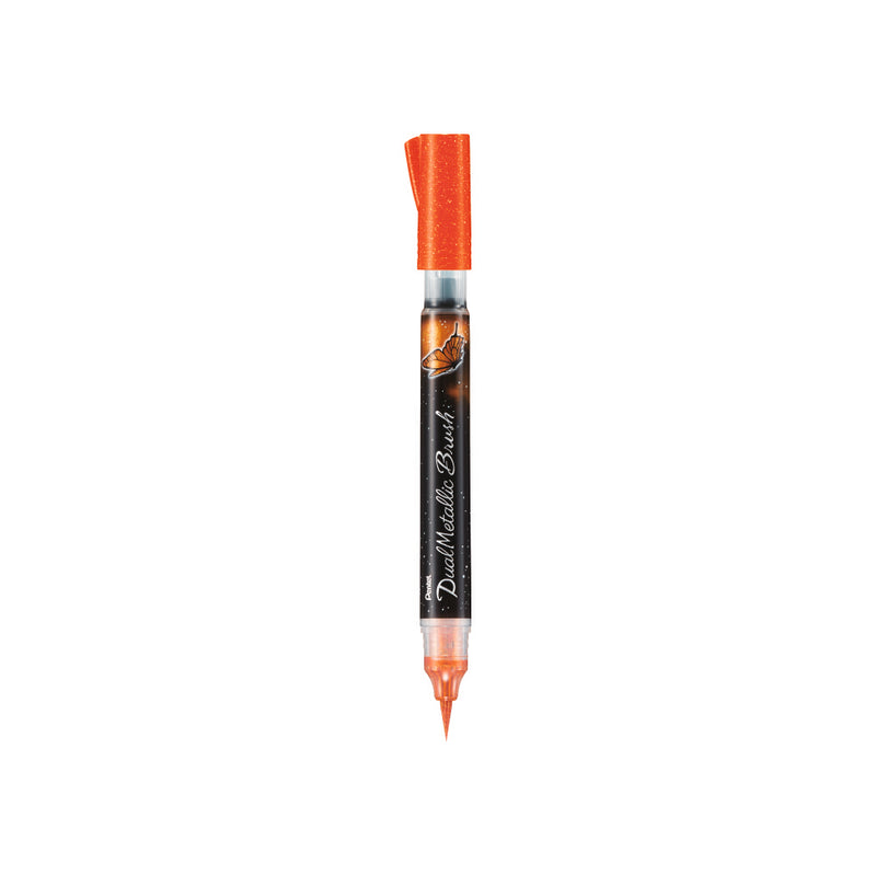 PENTEL XGFH-DFX DUALMETALLIC BRUSH PEN - ORANGE+METALLIC YELLOW