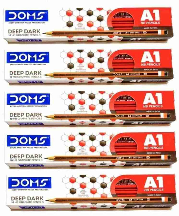 DOMS A1 Deep Dark Graphite Pencil Pencil (Set of 50, Multicolor)