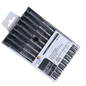 Brustro Professional Pigment Based Fineliner – Pack of 8 (Black) with Artist Sketch Book 110 GSM A5 Wiro Journal (156 Pages)