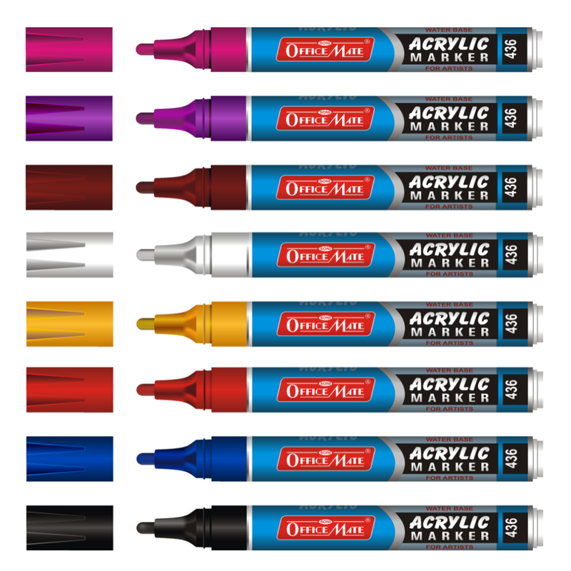 Soni Officemate Acrylic Marker - Pack of 8