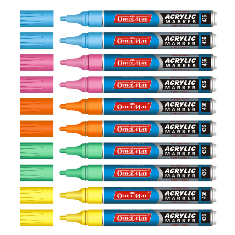 Soni Officemate Acrylic Marker Flurocent colors - Pack of 10