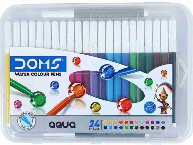 DOMS Aqua Non-Toxic Watercolour Round Nib Sketch Pens 24 Shades (Set of 2, Multicolor)