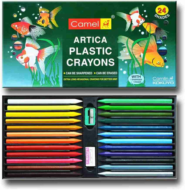 Camlin artica plastic crayons 24 shades  (Set of 1, Multicolor)