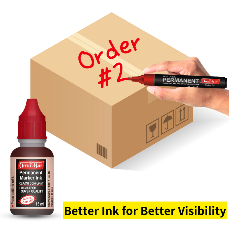 Soni Officemate Permanent Marker Ink Bottle (15ml, Pack of 4) (Mix)