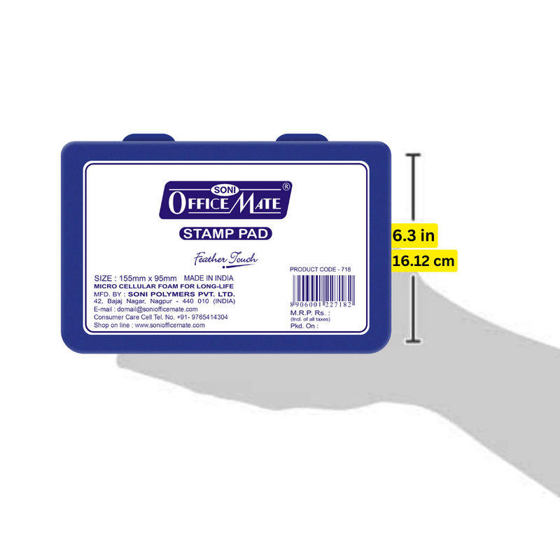 Soni Officemate Large Stamp Pad for Office - Pack of 5 (Blue)