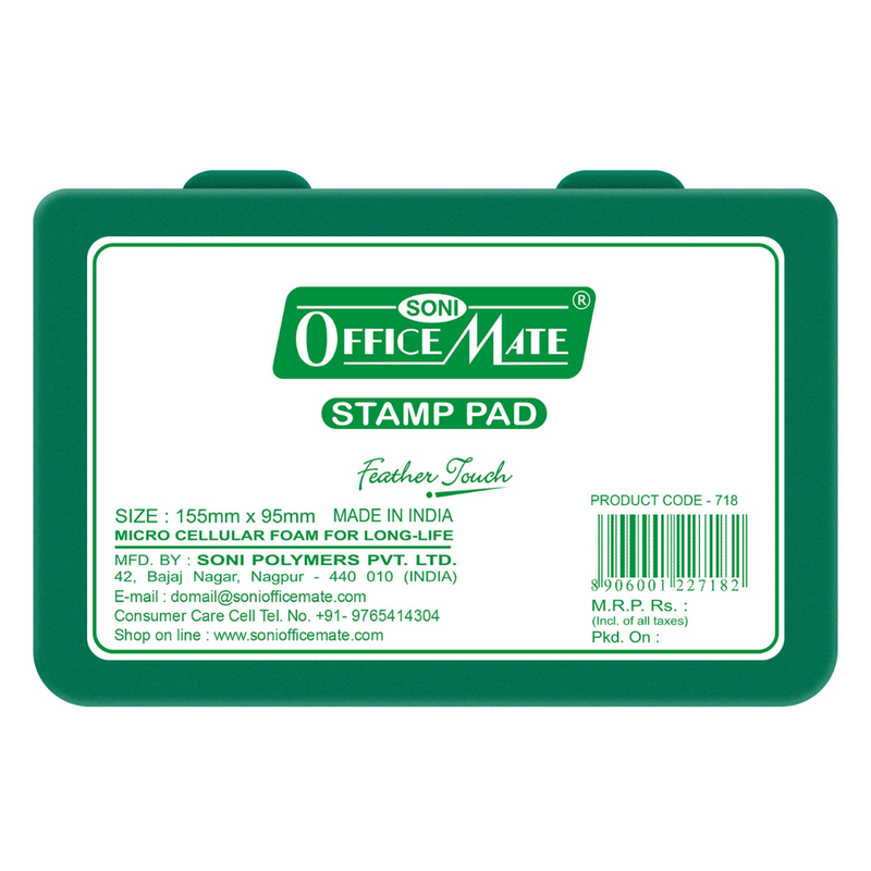 Soni Officemate Large Stamp Pad for Office - Pack of 5 (Green)