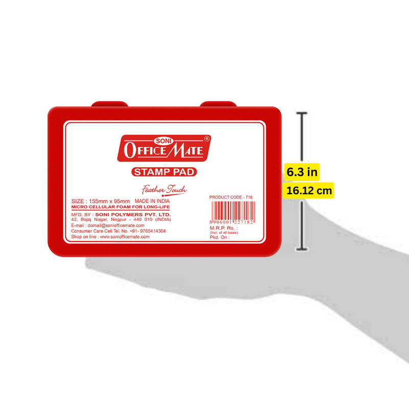 Soni Officemate Large Stamp Pad for Office - Pack of 5 (Red)