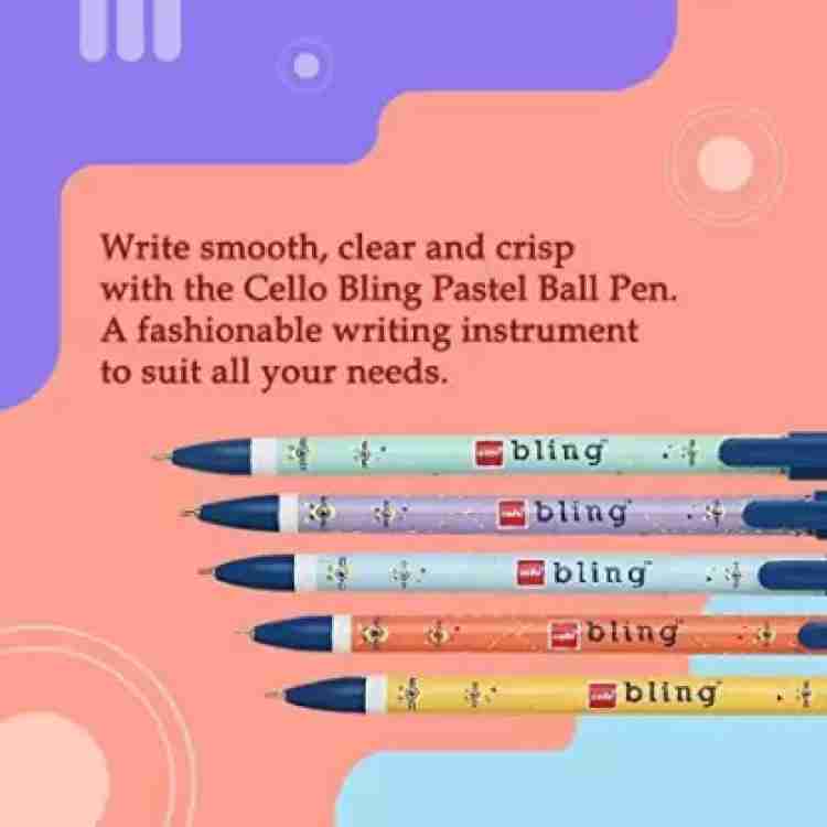 Cello Bling Ball Pen (Pack of 25, Ink Color - Blue)