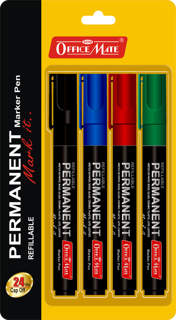 Soni Officemate Hi-Tech Refillable Permanent Marker Pen in Blister Pack