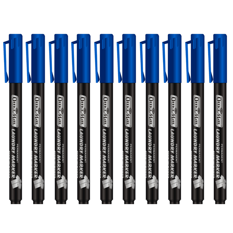 Soni Officemate Fine Tip Laundry Markers Pen - Pack of 10 (Blue)