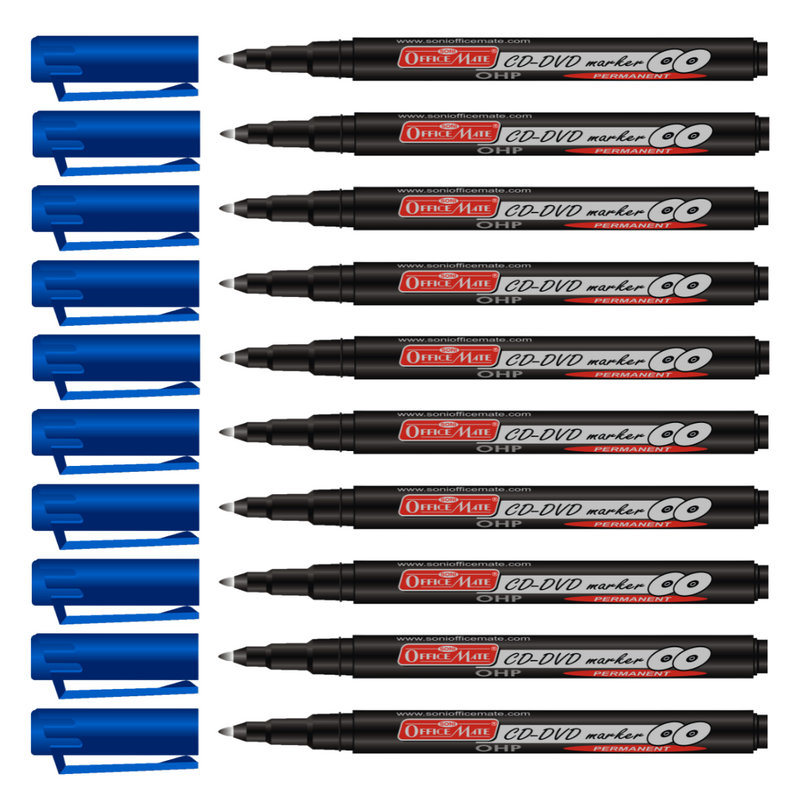 Soni Officemate CD/DVD Marker - Pack of 10 (Blue)