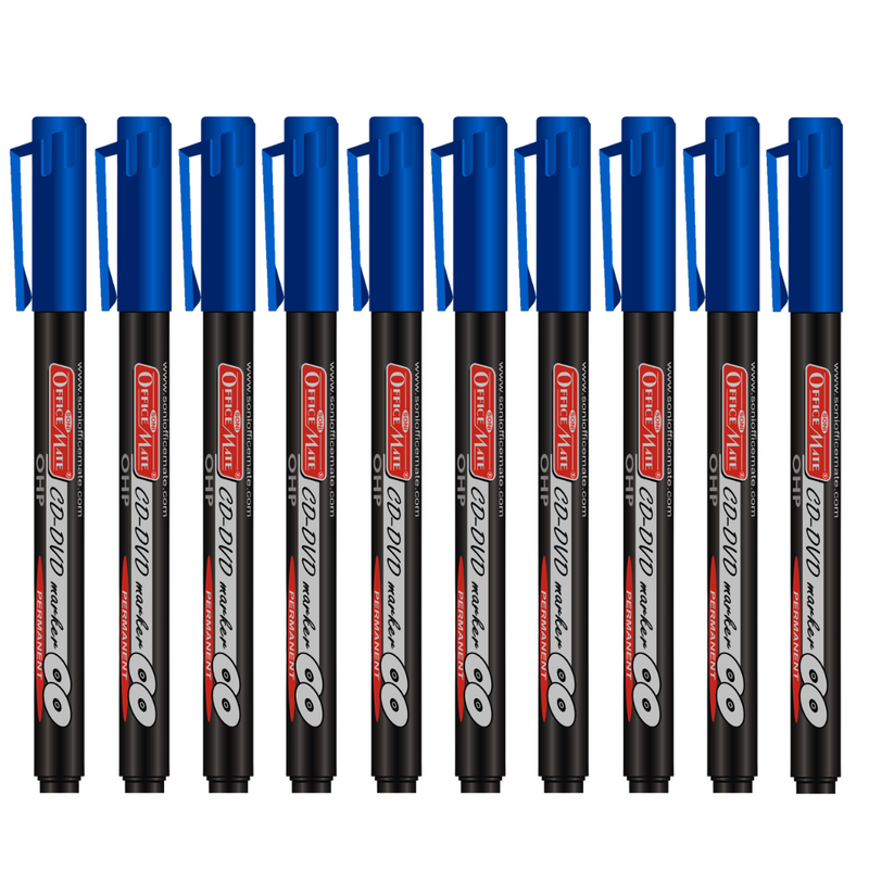 Soni Officemate CD/DVD Marker - Pack of 10 (Blue)