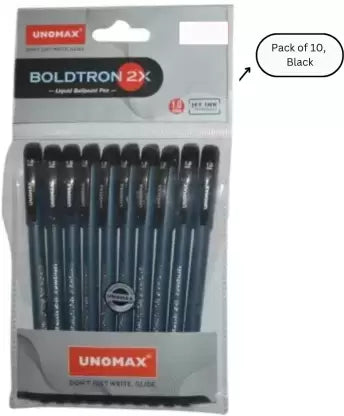 UNOMAX Boldtron 2X Ball Pen (Pack of 10, Ink Color - Black)