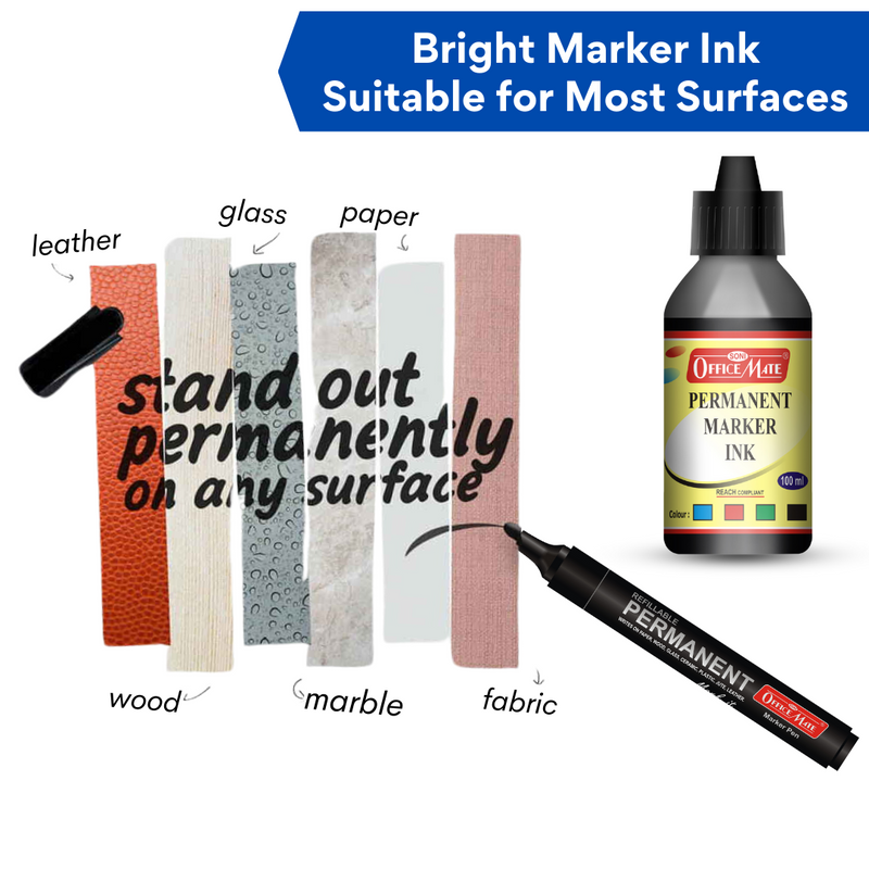 Soni Officemate Permanent Marker Ink 100 Ml - Pack of 4 (Mix)