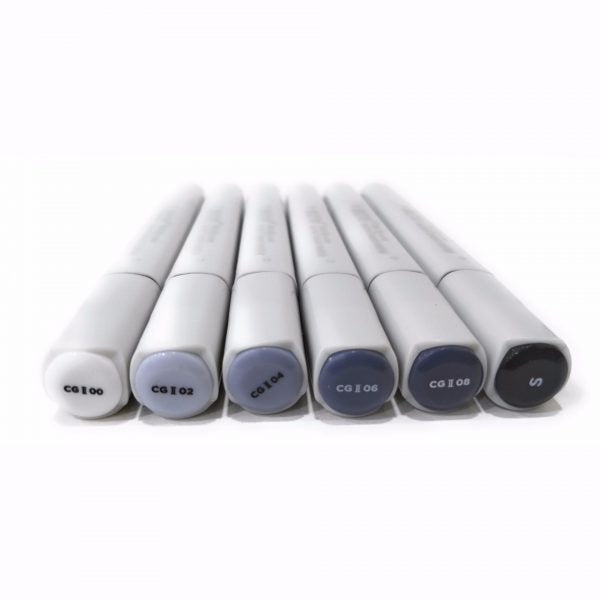 Brustro Twin Tip Alcohol Based Marker Set of 6 – Cool Greys Set B