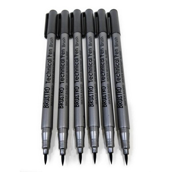 Brustro Technical Pen Black Brush (Pack of 6)