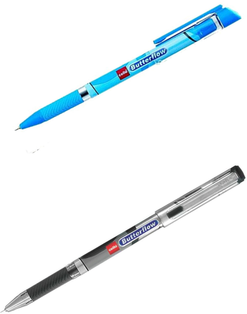 Cello Butterflow Ball Pen (Pack of 40, Ink Color - Black, Blue)