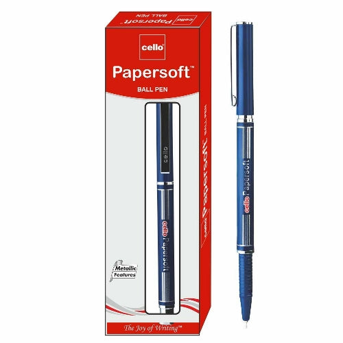 Cello Papersoft Ball Pen (Pack of 10, Ink Color - Blue)