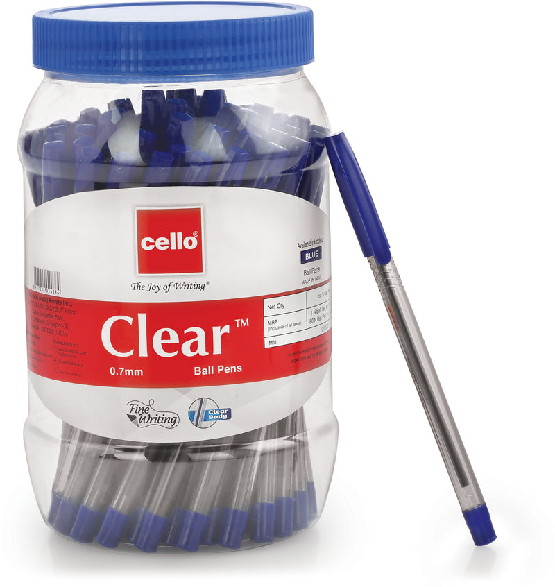 Cello Clear Jar of Ball Pen (Pack of 60, Ink Color - Blue)