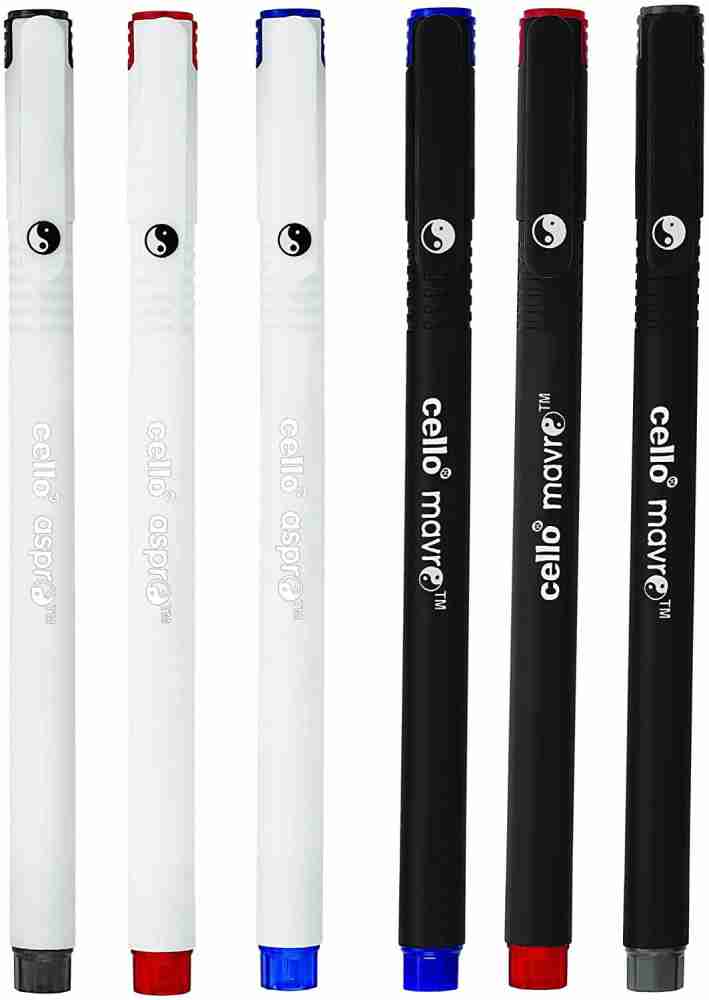 Cello Aspro Mavro Ball Pen (Pack of 50, Ink Color - Blue, Black, Red)