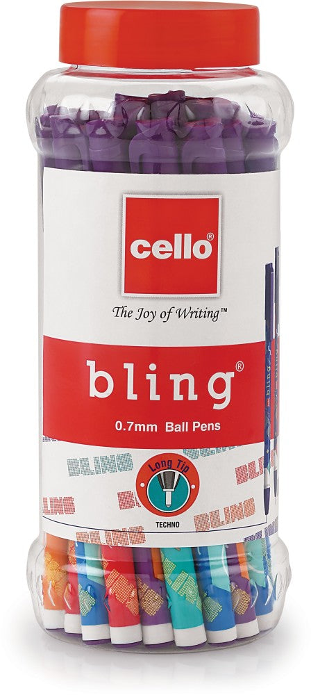 Cello Bling Ball Pen (Pack of 25, Ink Color - Blue)