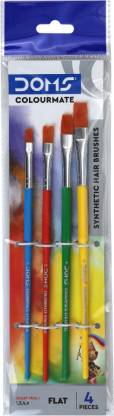 DOMS Colourmate Synthetic Hair Flat Paint Brush Set (Set of 4, Multicolor)