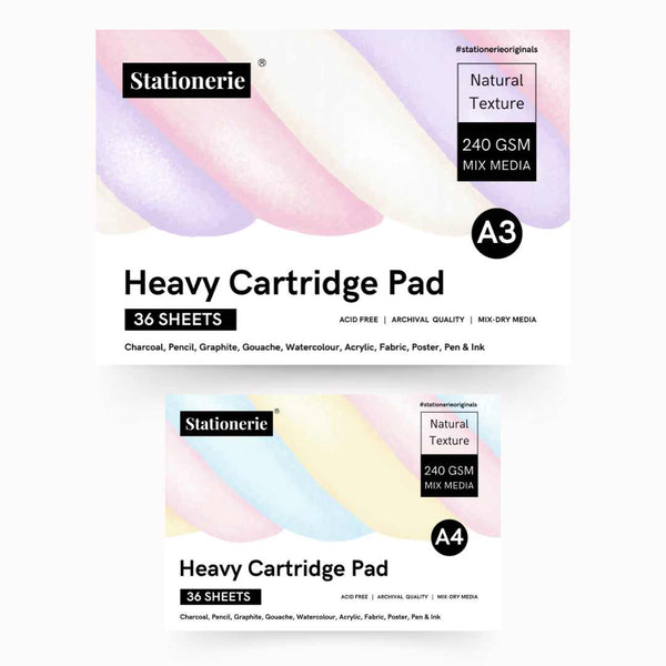 Stationerie Artists’ Heavy Cartridge Combo A4 + A3 Pad 240gsm 36 Sheets Each (72 PAGES)