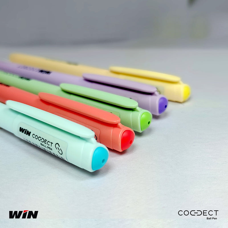 WIN Connect Ball Pens | 10 Blue Ink Pens | 0.7 mm Tip | Elastic Grip | Diamond Cut Tip for Smooth Writing | Sleek Body & Minimalistic Design | Thick Refills, Refillable Pens | Long Lasting Pens