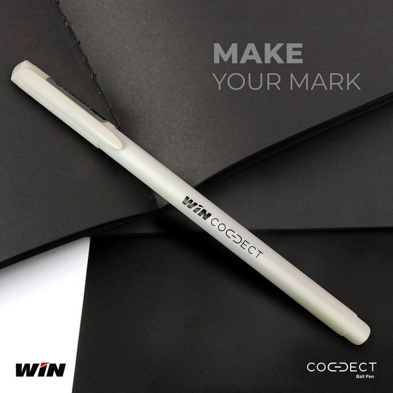 WIN Connect Ball Pens | 10 Black Pens | 0.7mm Tip | Diamond Cut Tip | Elastic Grip | Students, Exams Use | Smooth Writing | Stationery Items | Ideal fo School, Office & Business | Premium