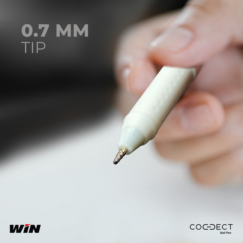 WIN Connect Ball Pens | 10 Back Ink Pens | 0.7 mm Tip | Elastic Grip | Diamond Cut Tip for Smooth Writing | Sleek Body & Minimalistic Design | Thick Refills, Refillable Pens | Long Lasting Pens