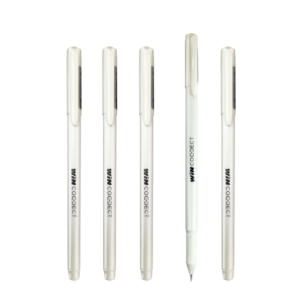 WIN Connect Ball Pens | 10 Back Ink Pens | 0.7 mm Tip | Elastic Grip | Diamond Cut Tip for Smooth Writing | Sleek Body & Minimalistic Design | Thick Refills, Refillable Pens | Long Lasting Pens