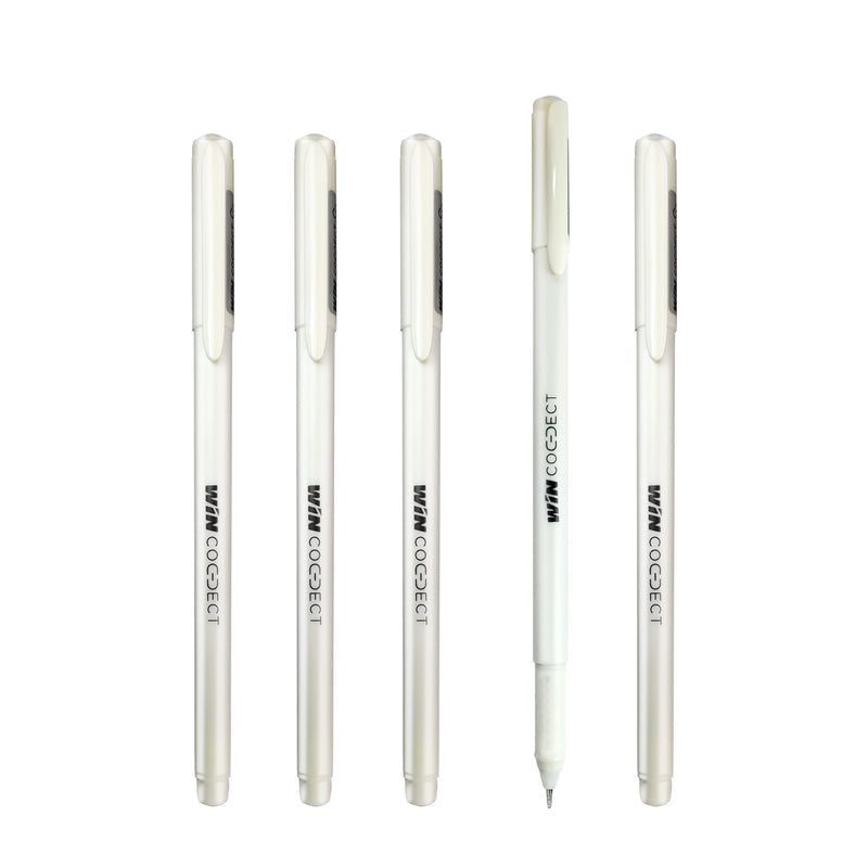 WIN Connect Ball Pens | 10 Black Pens | 0.7mm Tip | Diamond Cut Tip | Elastic Grip | Students, Exams Use | Smooth Writing | Stationery Items | Ideal fo School, Office & Business | Premium