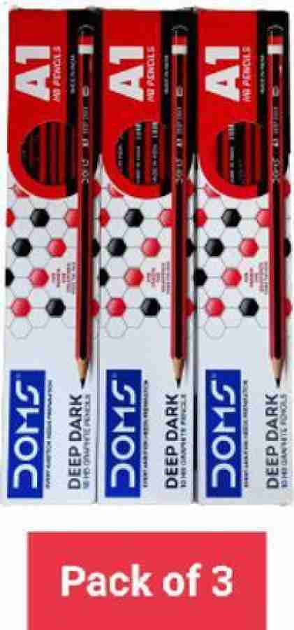 Doms A1 DEEP DARK HB Pencils Pencil (Set of 3, Red&Black)