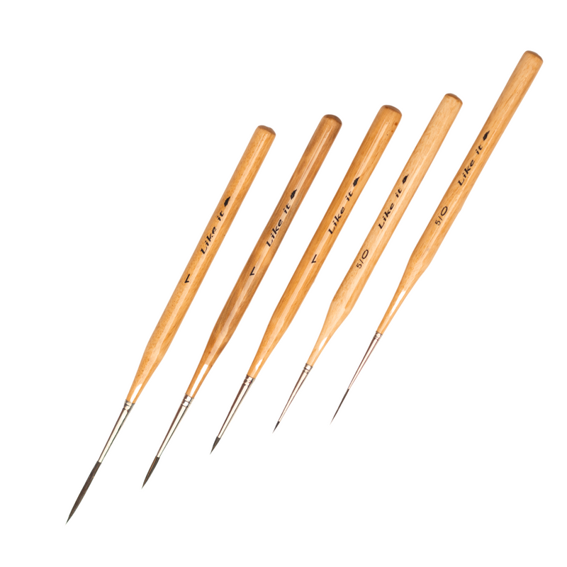 Like it Detail Paint Brush Set 5pcs Miniature Brushes for Fine Detailing & Art Painting Miniatures.Beige Sizes (5/0 Detailer, 5/0 Liner, 1 Detailer, 1 Liner, and 1 Rigger)