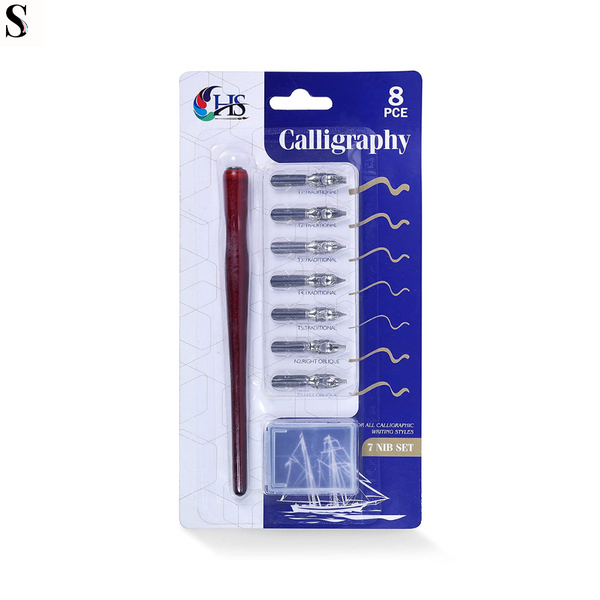 HS Calligraphy Dip Pen Set 7 Nibs With holder