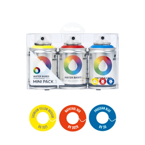 MTN Spain Water Based Spray Paints 100ML – (Basic Colours) Mini pack of 3