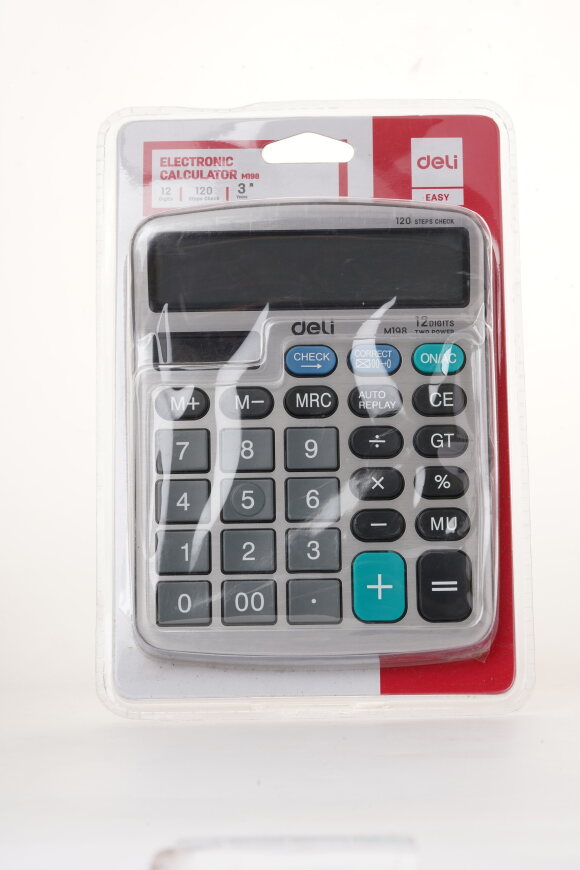 Deli CM19811 Basic Calculator, 120 Step Check, Grey, 12 Digit, 1 Pc
