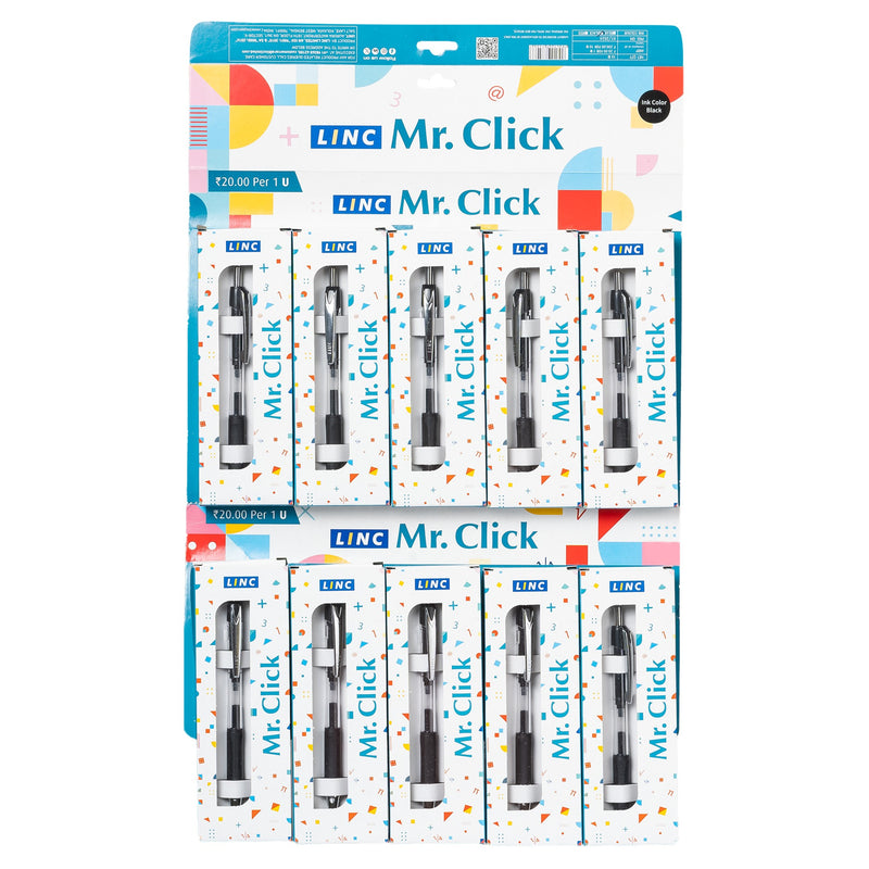 Linc Mr.Click Retractable Ball Pen | Black Ink | Pack of 5