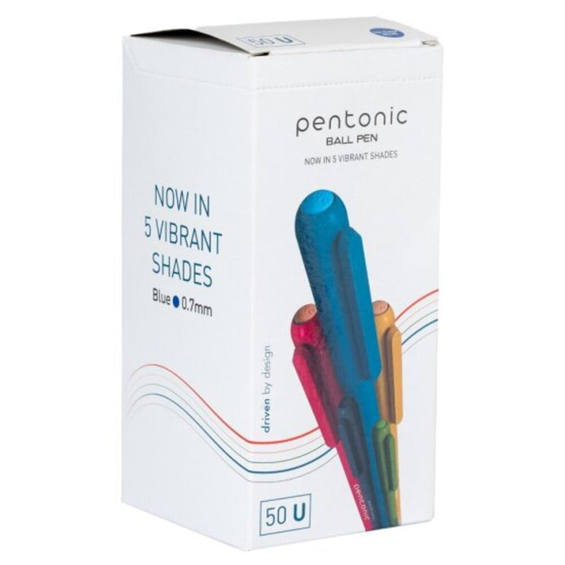 Pentonic Colors Ball Pen, Blue Ink, Assorted Body , 50 Pcs Box , Pack of 1