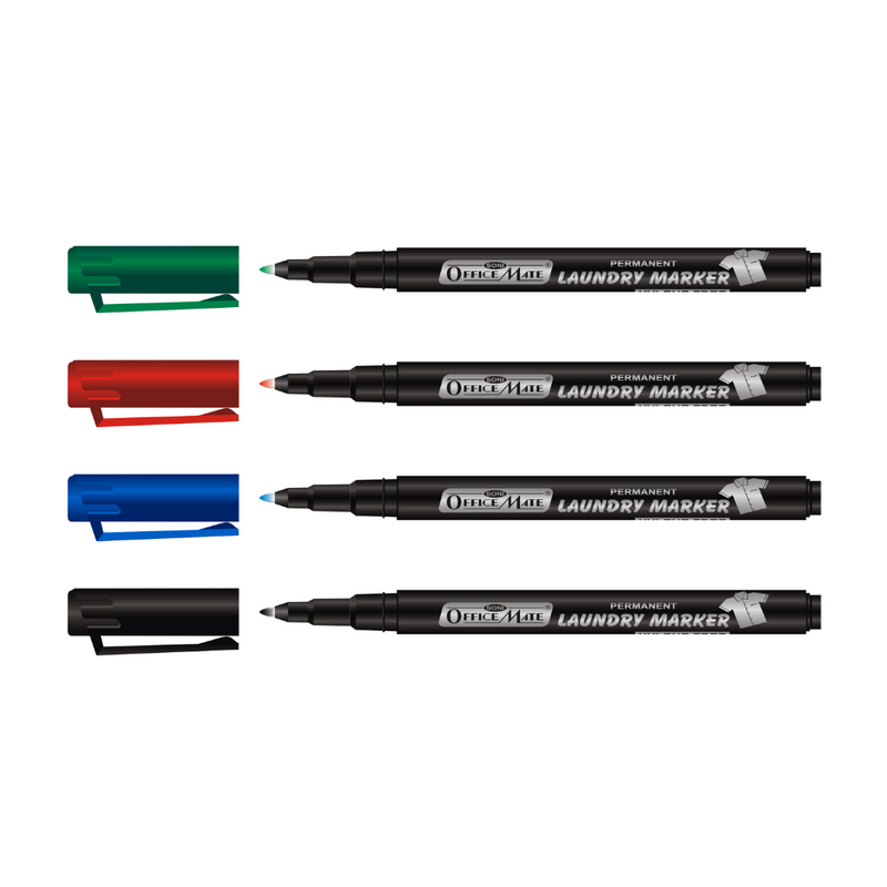 Soni Officemate Fine Tip Laundry Markers Pen - Pack of 4 (Mix Color)