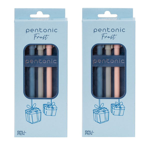 Linc Pentonic Frost Ball Pen, Assorted Ink, 6 Pc, Pack of 2 Gift Box (red + blue + black)