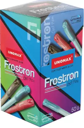 UNOMAX Frostron (50pcs Stand- 35pcs Blue, 12pcs Black, 3pcs Red) Gel Pen (Pack of 50, Ink Color - Blue, Black, Red)