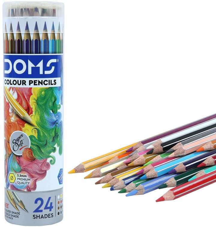 DOMS 24 Shades Round Shaped Color Pencils (Set of 24, Multicolor)